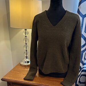 Poof Apparel Deep Olive Cropped Chenille Sweater Sz M